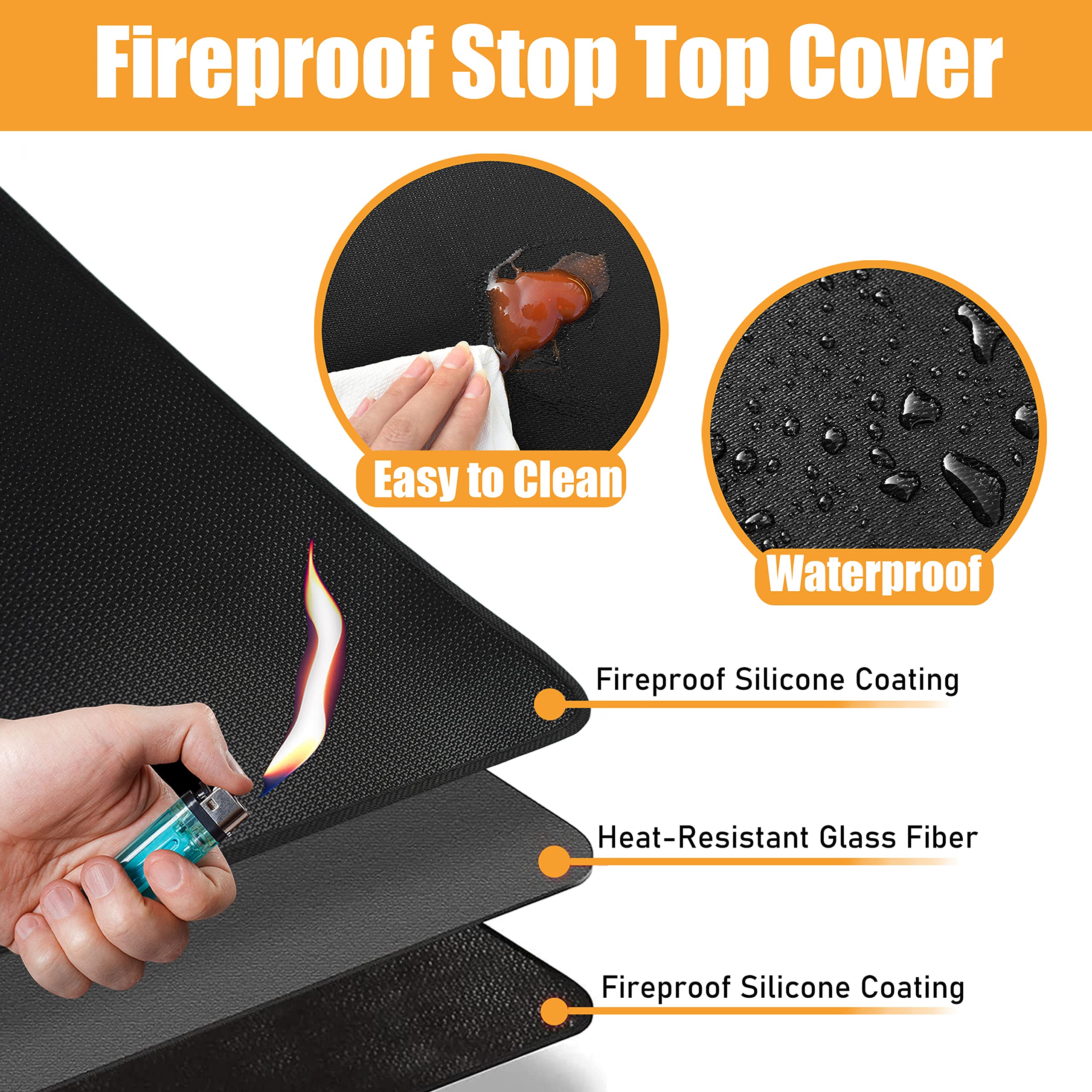 Amerbro Fireproof Stove Top Cover for Electric Stove - 21×29.5 inch Waterproof Electric Stove Cover - Glass Stove Top Cover - Glass Stove Top Protector for Prevent Scratches and Dust, 0.6mm Thin
