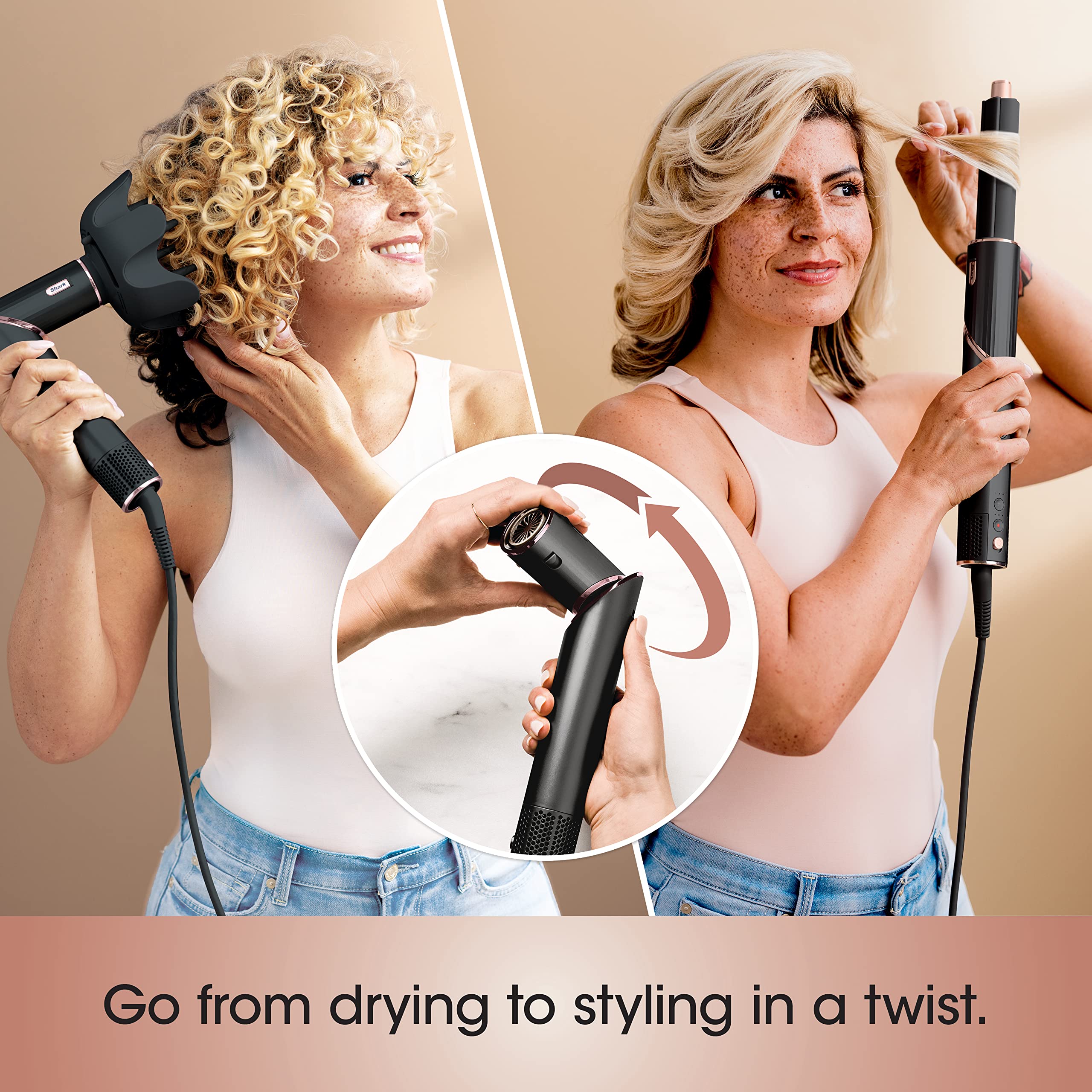 Shark HD440BK FlexStyle Air Drying & Styling System with Ultimate 6-Piece Accessory Pack of Auto-Wrap Curlers, Curl-Defining Diffuser, Oval Brush, Paddle Brush & Concentrator Attachments, Black