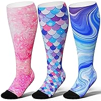 LEVSOX Plus Size Compression Socks Wide Calf Support Sock for Women & Men 15-20 mmHg Knee High Nurses Pregnant Travel