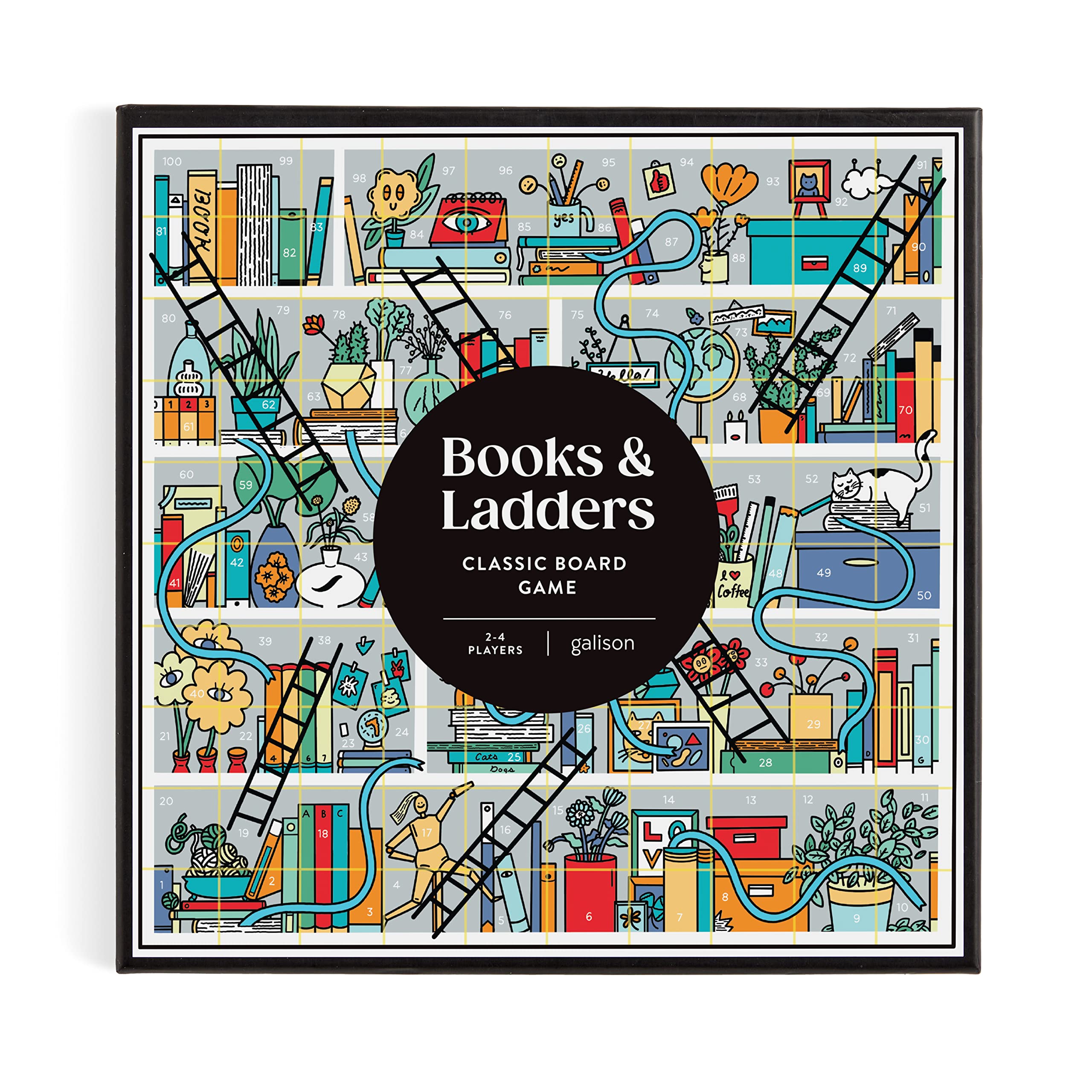 Galison Books and Ladders – Literary Version of Classic Snakes and Ladders Board Game for Adults and Kids Alike Perfect for Family Game Night, 2-4 Players