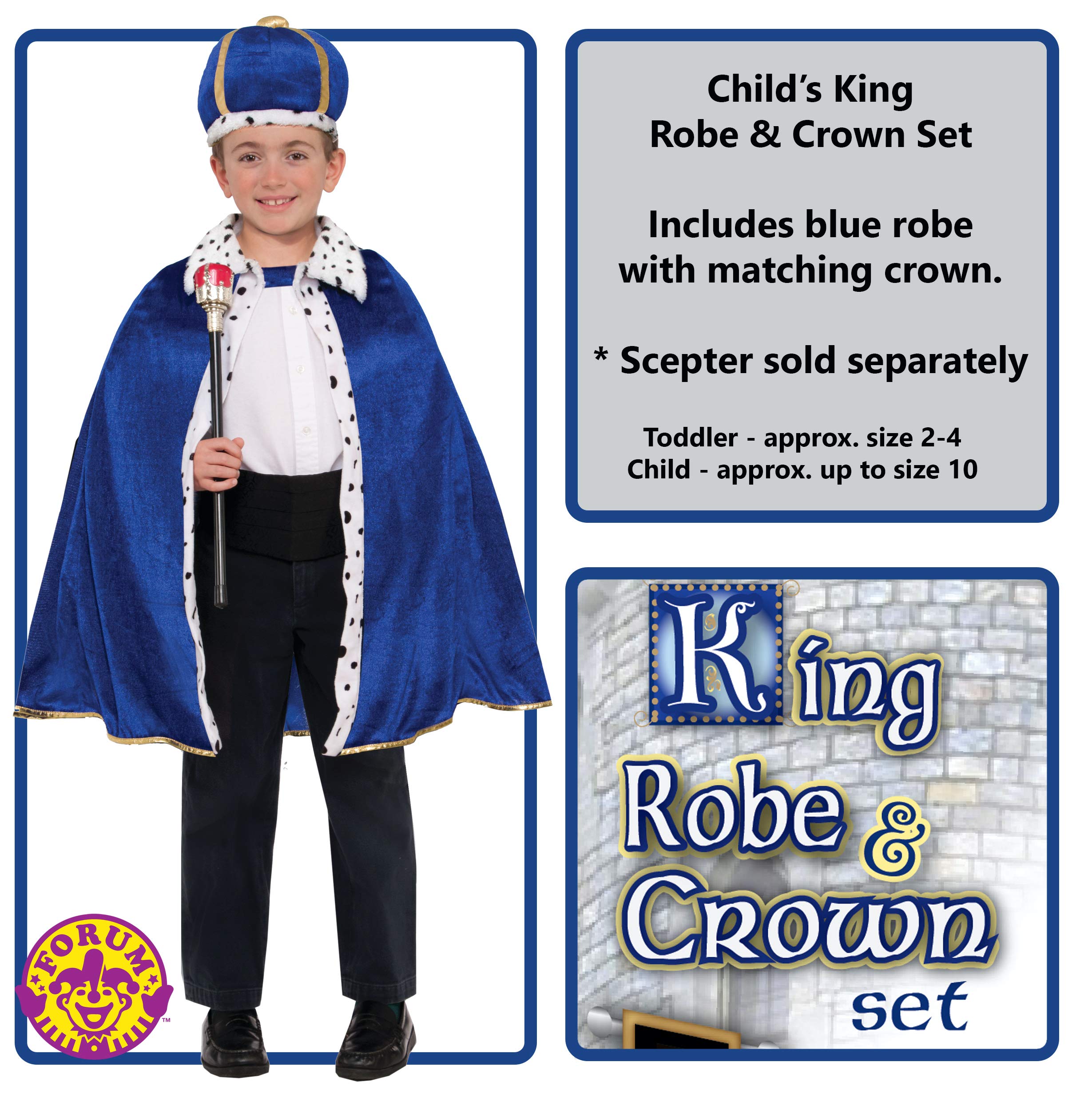 Forum Novelties Child's King Robe & Crown Set, Blue, Toddler
