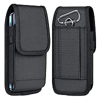 ykooe Cell Phone Pouch Nylon Belt Holster Case Compatible with Galaxy S23 Ultra S22 Ultra A14 A13 Moto G Stylus G Play 2023 G Power 5G Edge+ Pixel 7 Pro TCL OnePlus T-Mobile, Black - XXL