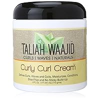 Taliah Waajid Curls Waves Natural - Curly Curl Cream | Extreme Curl Definition Hair Styling Gel | No Build-up or Frizz | 100% Paraben Free | Shea Butter & Sage - 6oz (U016)