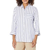 Foxcroft Women's Germaine 3/4 Sleeve Soft Stripe Shirt