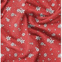 Soimoi Red Fabric - by The Yard - 56 Inch Wide - Dots & Floral Contemporary Material - Playful and Botanical Fusion for Various Uses Printed Fabric