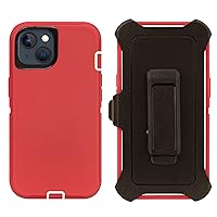 Caseium Belt Clip Holster Case for iPhone 13 (6.1 Inch), Protective Military Grade Heavy-Duty Cover with Holder/Kickstand, Hard Rugged Hybrid Shockproof Armor Drop Protection | Red - White