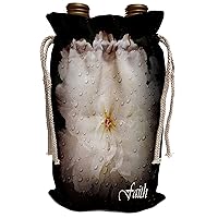 3dRose WhiteOak Photography Inspirational Floral Prints - Faith White Peony with effects - Wine Bag (wbg_22378_1)