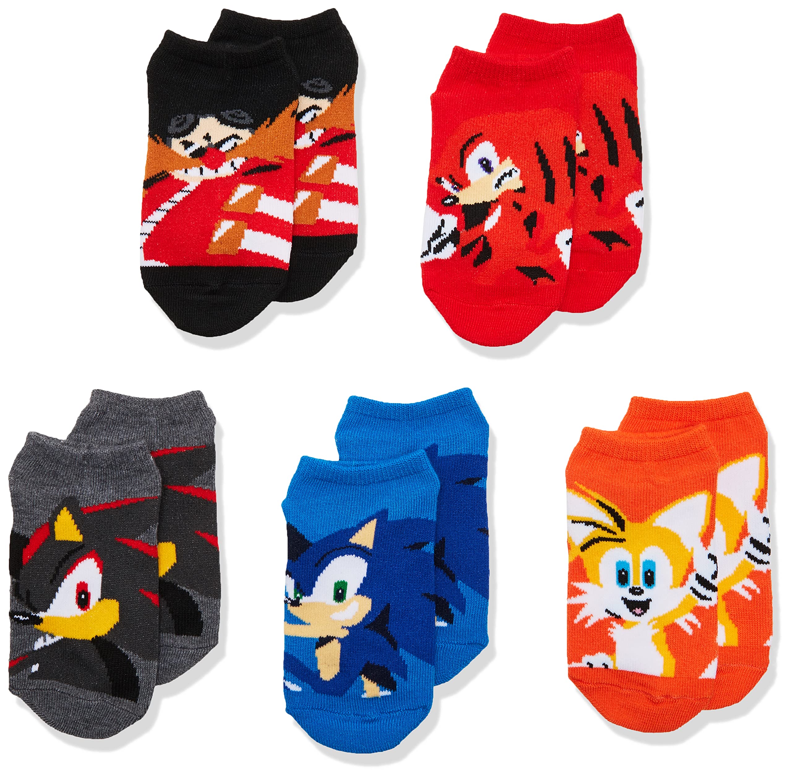 Sonic The Hedgehog Boys' 5 Pack No Show Socks