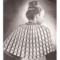 Vintage Knitting PATTERN to make - Knitted Cape Capelet Shoulderette. NOT a finished item. This is a pattern and/or instructions to make the item only.