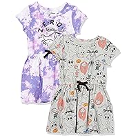 Spotted Zebra Disney | Marvel | Star Wars | Frozen | Princess Girls'Knit Short-Sleeve Cinch-Waist Dresses, Pack of 2