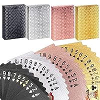 Playing Cards Waterproof Plastic Foil Poker Cards Set Magic Tricks Tool for Men Women Party Game Show Festival, Gold Silver Black Pink