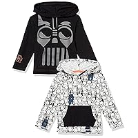 Amazon Essentials Disney | Marvel | Star Wars Boys and Toddlers' Lightweight Hooded Long-Sleeve T-Shirts, Pack of 2