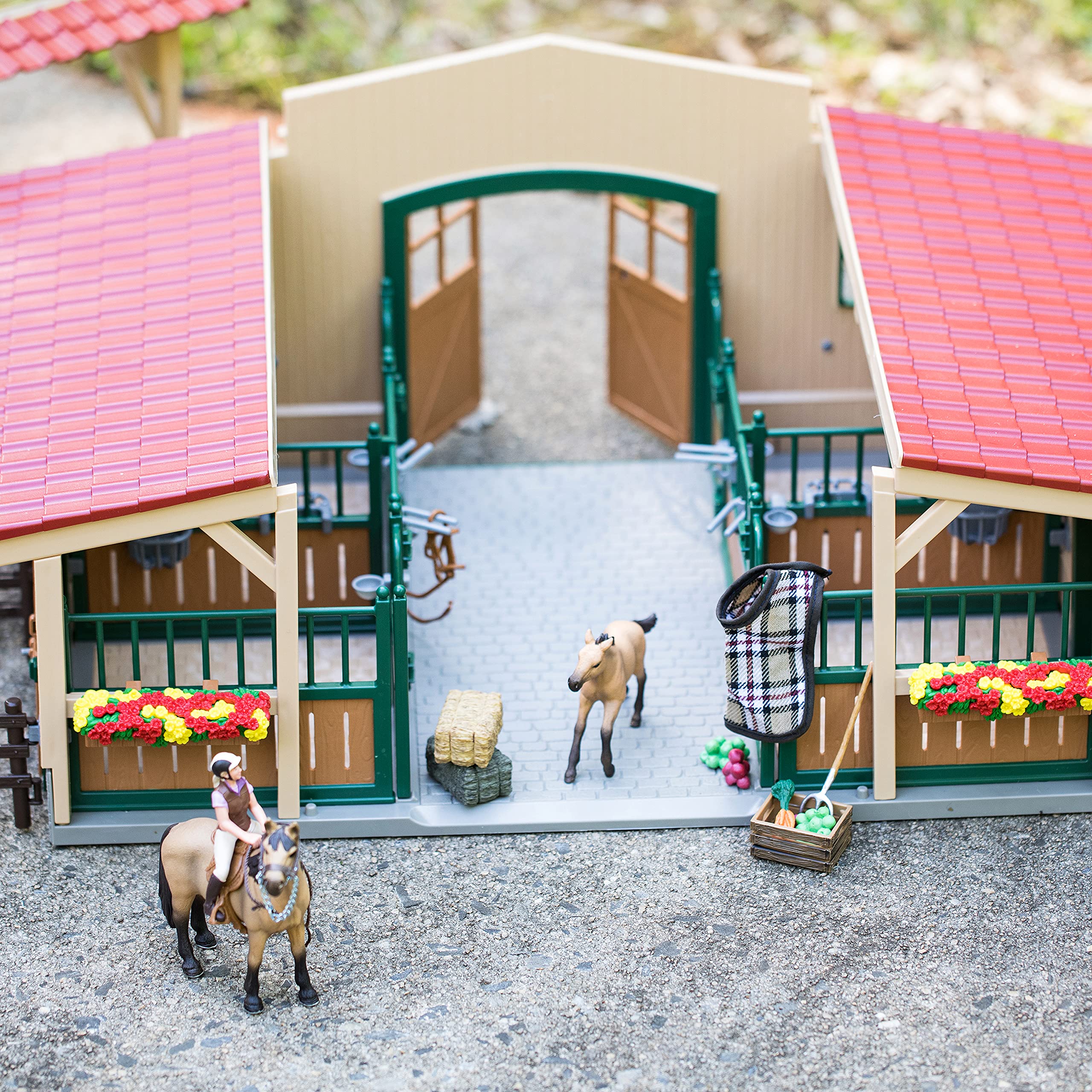 Schleich Horse Barn and Stable Playset - Award-Winning Riding Center 96 Piece Set, 2 Pony Toys, Rider Figurine, and Farm Accessories, for Girls and Boys 3 Years Old and Above