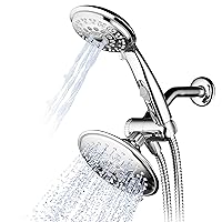 30-Setting Ultra-Luxury 6 inch Rainfall Shower Head & Handheld 3-way Combo with Water Saving Pause Switch and Stainless Steel Hose/Enjoy Separately or Together! Premium All Chrome Finish