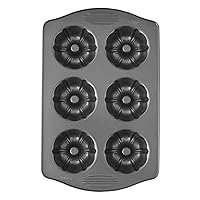 Wilton Excelle Elite Non-Stick 6-Cavity Mini Fluted Tube Baking Pan for Muffins and Cupcakes, Steel