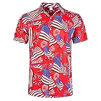 Mens Hawaiian Shirt Summer 3D Print Casual Short Sleeve Button Down Graphic Aloha Dress Shirts
