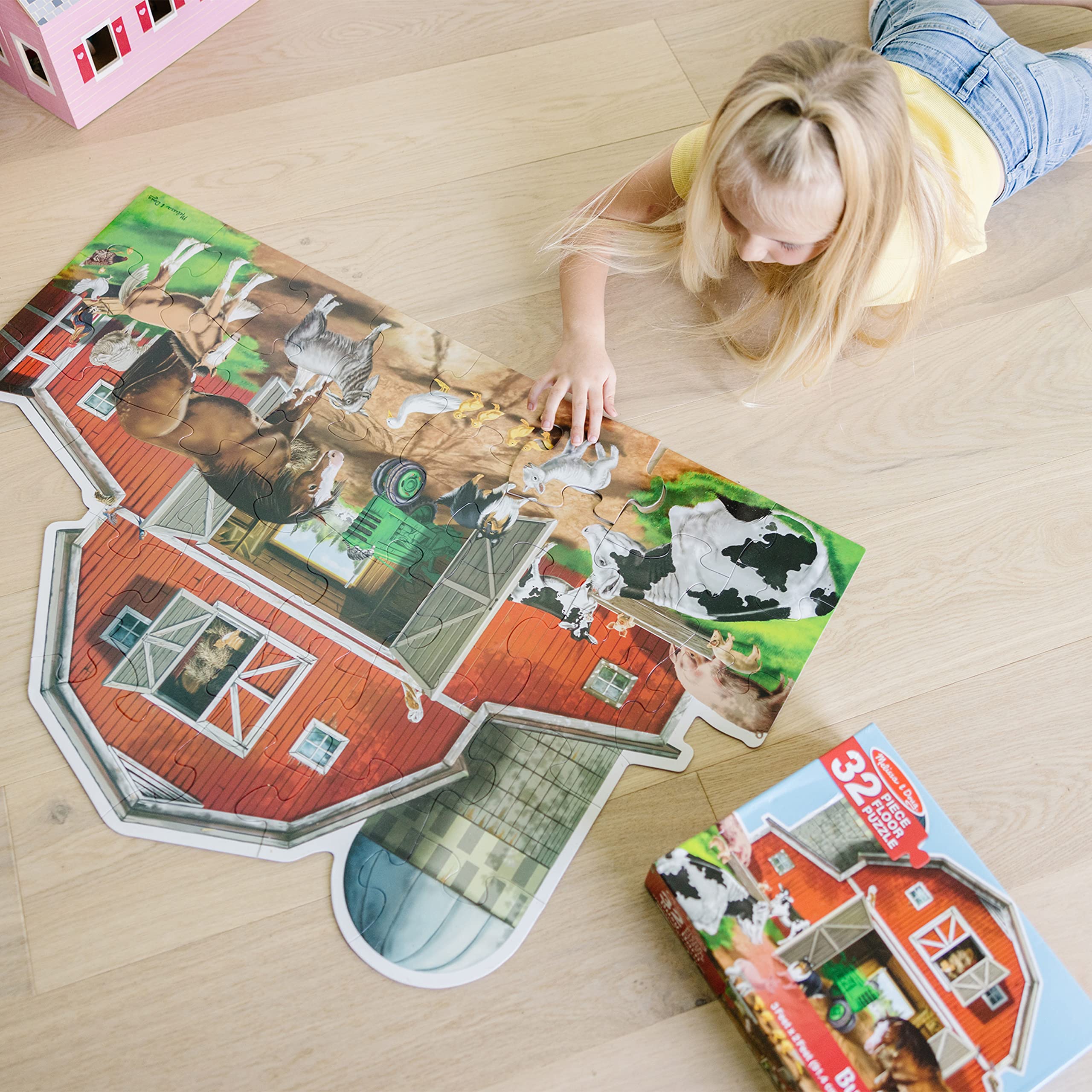 Melissa & Doug Busy Barn Shaped Jumbo Jigsaw Floor Puzzle (32 pcs, 2 x 3 feet)