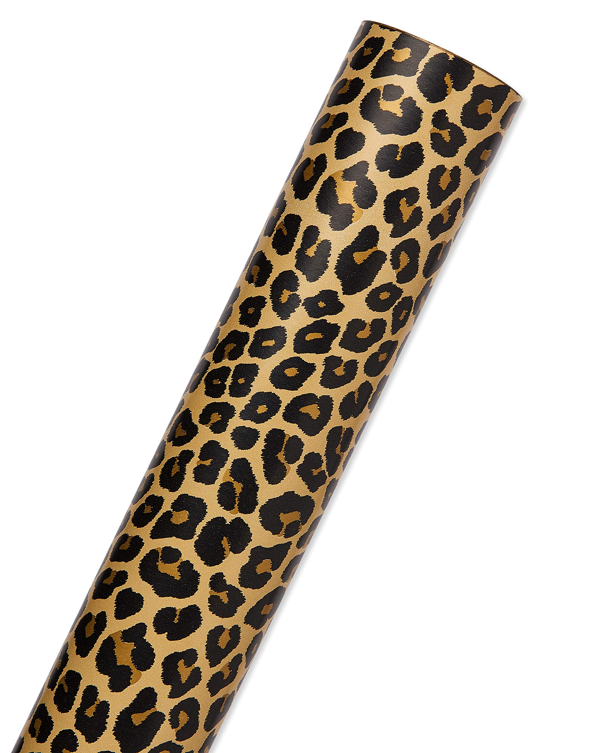 American Greetings Reversible Wrapping Paper Jumbo Roll for Birthdays, Graduation and All Occasions, Leopard and Gold (1 Roll, 175 sq. ft.)