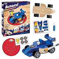 Creativity for Kids Buildeez! Easy Wooden ​Model Set​: Blaze The Race Car - Model Car Kits to Build and Paint, Craft Kits for Kids Ages 5-7+, STEM Toys and Crafts for Boys