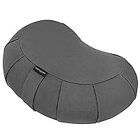 Retrospec Sedona Zafu Meditation Cushion Filled w/Buckwheat Hulls - Yoga Pillow for Meditation Practices - Machine Washable 100% Cotton Cover & Durable Carry Handle; Crescent, Stone
