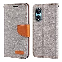 for Oppo A97 5G China Case, Oxford Leather Wallet Case with Soft TPU Back Cover Magnet Flip Case for Oppo A97 5G China (6.6”) Grey