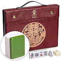 Professional Chinese Mahjong Game Set, Double Happiness (Green) with 146 Medium Size Tiles - for Chinese Style Game Play [專業中式麻將]