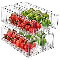 Sorbus Fridge Drawers - Clear Stackable Pull Out Refrigerator Organizer Bins - Food Storage Containers for Kitchen, Refrigerator, Freezer, Vanity & Fridge Organization and Storage (4 Pack | Small)