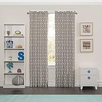 Eclipse Peanut Pals Thermal Insulated Single Panel Rod Pocket Room Darkening Privacy Curtains for Nursery, 42 in x 84 in, Grey