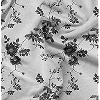 Soimoi Cotton Satin Spandex Black Fabric by The Yard - 54 Inch Wide - Florals, Leaves Print Fabric - Elegant & Beautiful Patterns for Fashion and Home Decor Printed Fabric