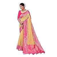 Elina fashion Indian Sarees for Women Banarasi Art Silk Woven Sari | Diwali Wedding Gift Saree & Unstitched Blouse