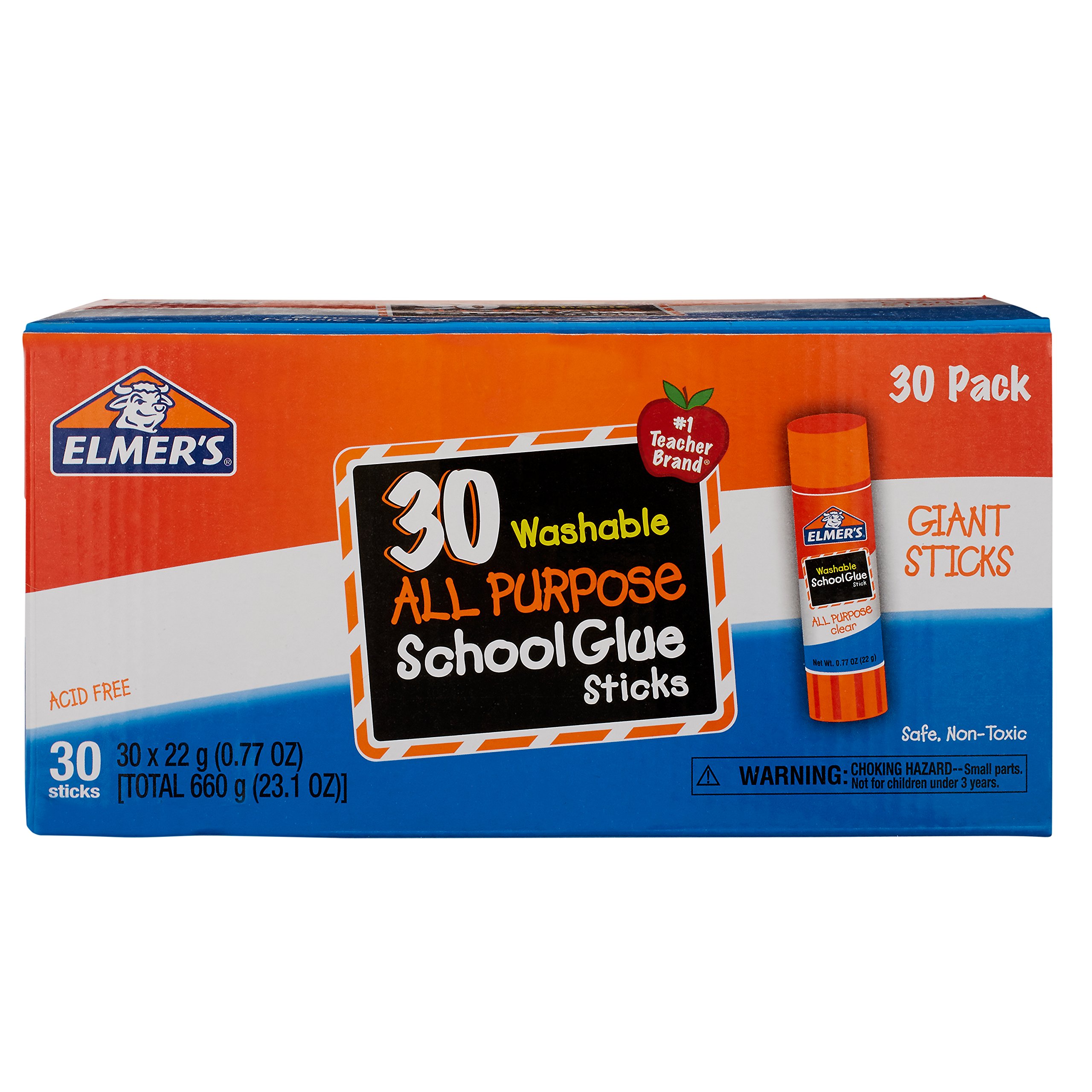 Elmer's All Purpose School Glue Sticks, Washable, 22 Grams, 30 Count