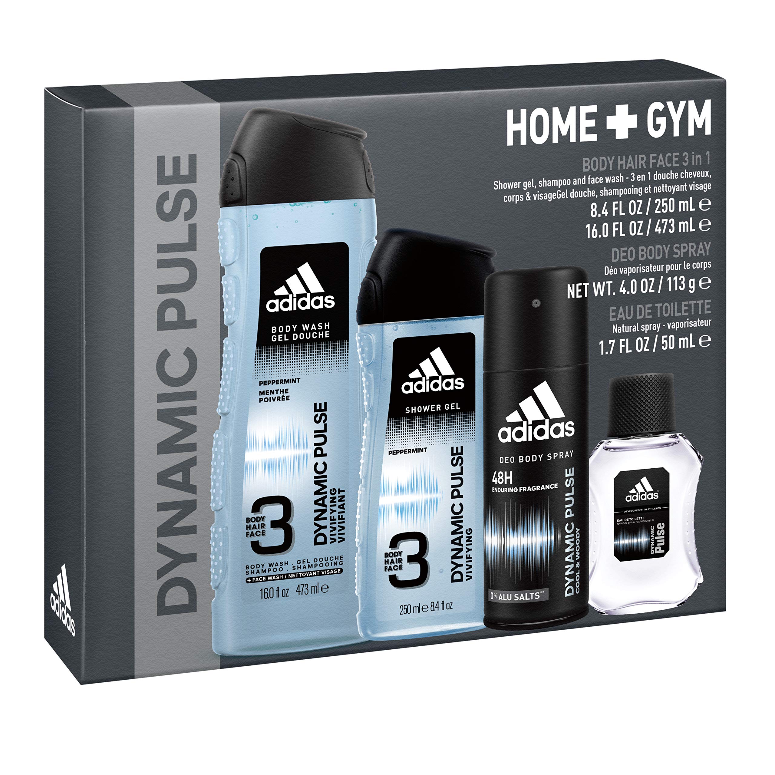 Adidas, Dynamic Pulse, Men's Home and Gym Gift Set, Total Retail Value $32.00