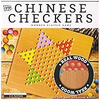 Chinese Checkers Wooden Game Set - Kid's Chinese Checkers Game Kit - Real Wood Board & Pieces - Authentic Chinese Checkers Wooden Play Set