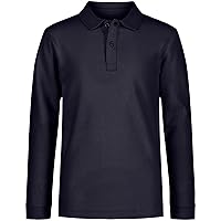 Nautica Boys' School Uniform Long Sleeve Polo Shirt, Button Closure, Comfortable, Breathable Fabric