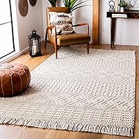 SAFAVIEH Natura Collection Accent Rug - 3' x 5', Ivory, Handmade Moroccan Boho Wool Fringe, Ideal for High Traffic Areas in Entryway, Living Room, Bedroom (NAT852B)