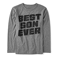 Boys' Family,Mom,Dad,Sibiling Long Sleeve Graphic T-Shirts, Best Son Ever Grey, X-Large