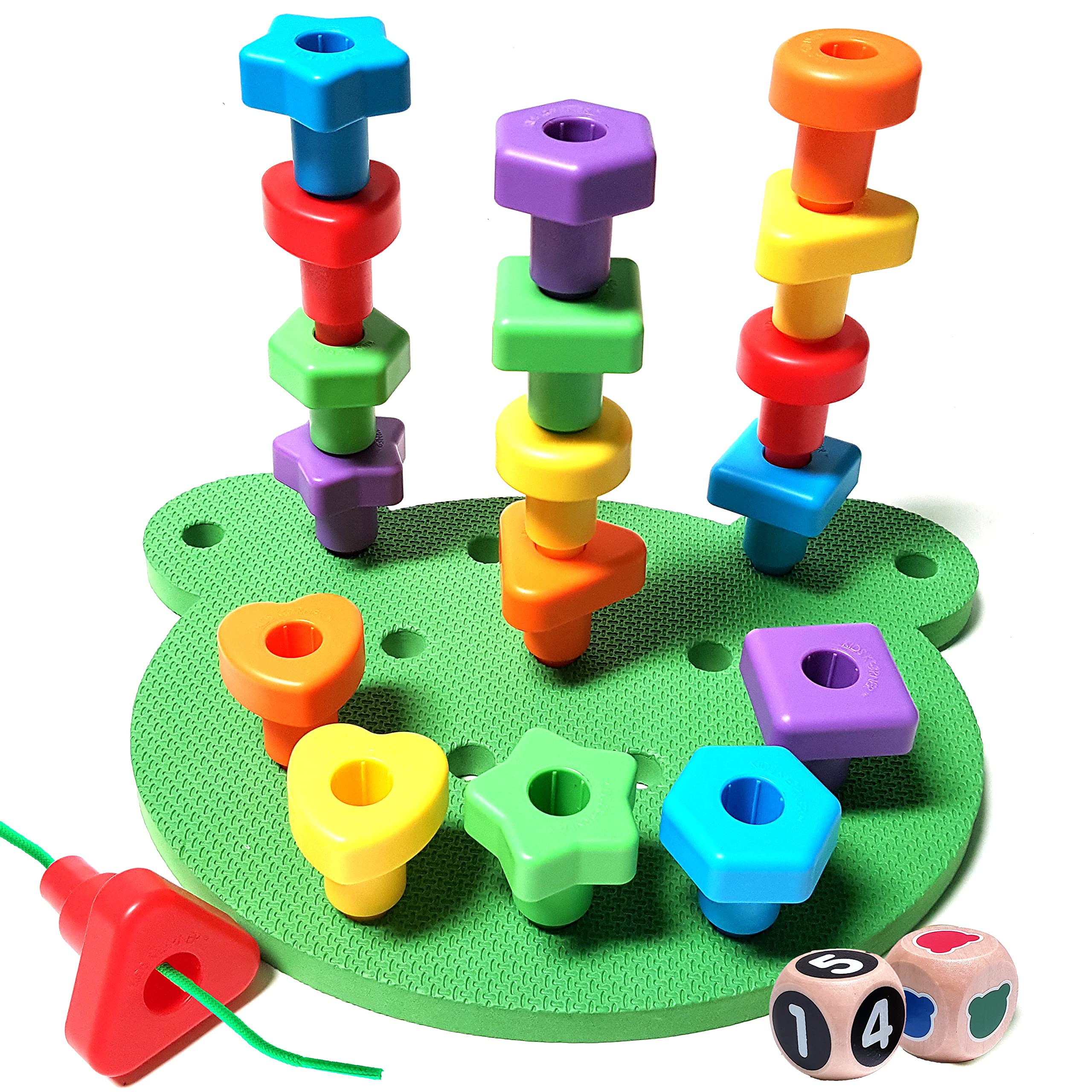 Peg Board Stacking Toddler Toys - Lacing Fine Motor Skills Montessori Toys for 3 4 5 Year Old Girls and Boys | Educational Matching Shapes Kids Toys with Pegs, Activity eBook & Travel Backpack