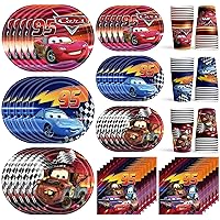 130PCS Cartoon Cars Birthday Party Supplies Disposable Tableware Sets, Cars Party Decorations Tablecloth for Kids, Serves 30 Guests 30pcs 9