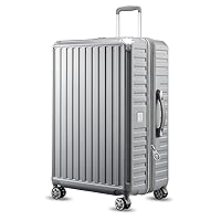 LUGGEX 28 Inch Luggage with Spinner Wheels - 83L Polycarbonate Expandable Hard Shell Suitcases Large Checked Luggage (Silver Suitcase)