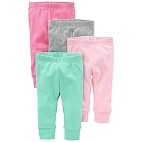 Baby Girls' 4-Pack Pant, Mint Green/Pink/Grey, Newborn