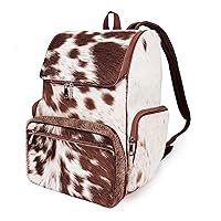 Cowhide Hair Print Diaper Backpack Rucksack/Knapsack Travel Shoulder Bag Brown & White (Backpack)