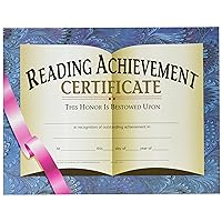 HAYES SCHOOL PUBLISHING Reading Achievement Certificate, 8-1/2 X 11 in, Paper, Pack of 30, Clear Transparent F-10, 1 pt Plastic Jar