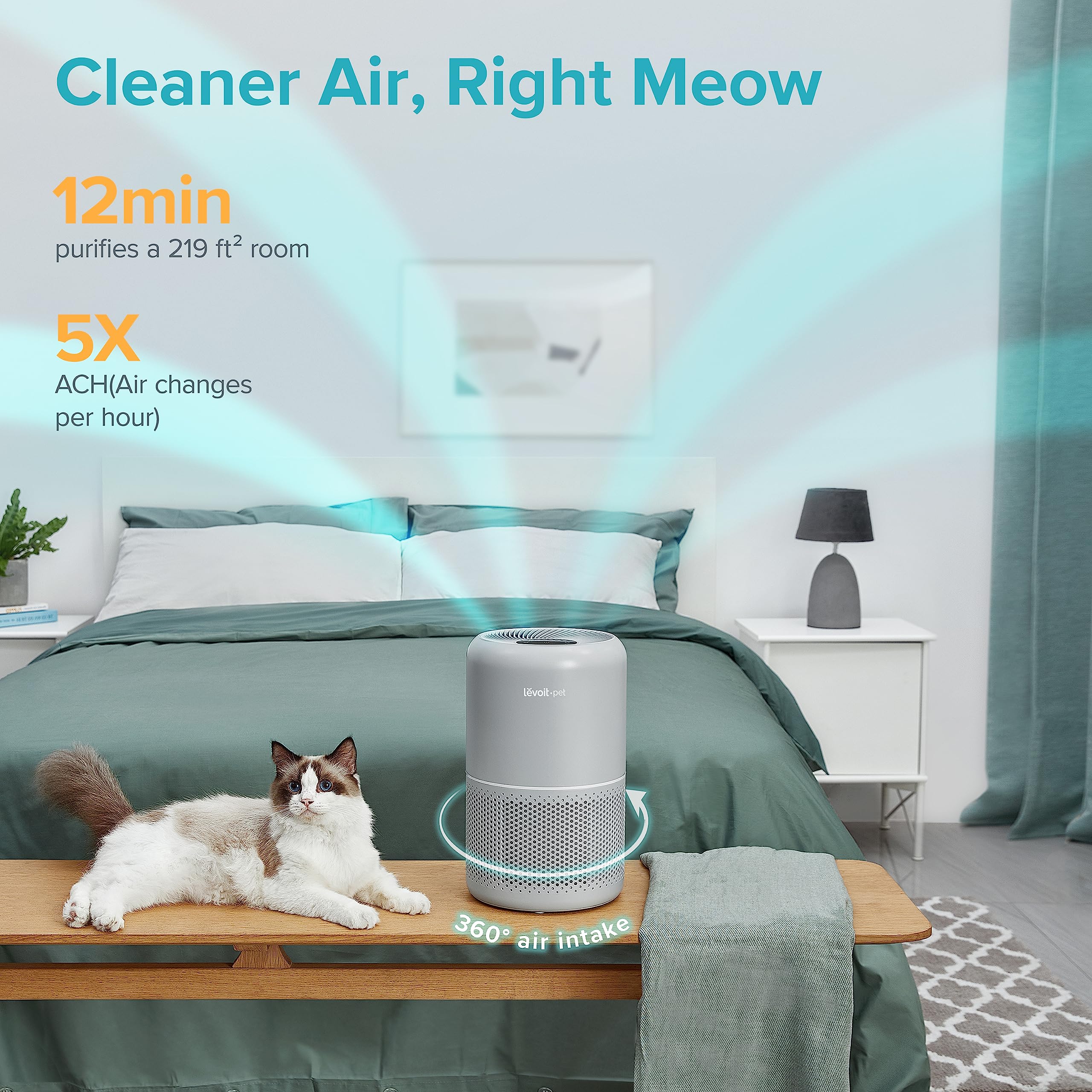 LEVOIT Pet Air Purifiers for Allergies in Home Bedroom, Hepa and Efficient Activated Carbon Filter for Hair Dander Odors, Captures Smoke, Dust, Mold, Pollen, Pet Lock, Sleep Mode, Core P350, Grey