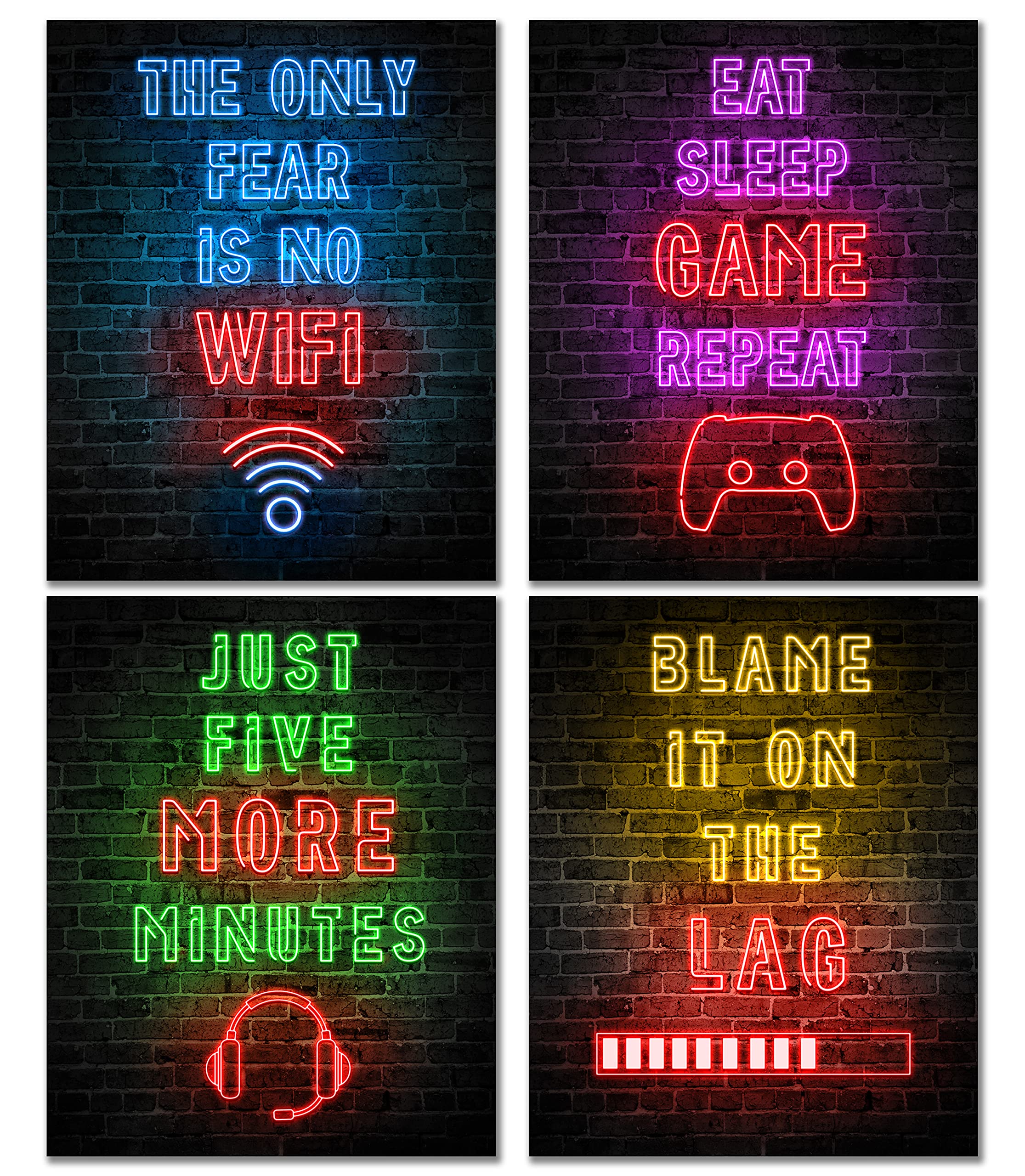Mua Printed Neon Gaming Posters for Boys Room Decor, Gaming Room ...