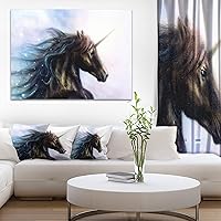 Black Unicorn Animal Canvas Art Print