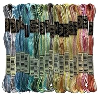 Magical Color Variations Floss Pack Six Strand Embroidery Variegated Cross Stitch Threads, Multi Color Set B, Pack of 18 Skeins