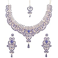 Touchstone Indian jewelry set for women bollywood gold jewellery wedding outfits necklace sets earrings bridal maang tikka fancy costume girls big desi accessories rhinestone in gold or silver tone