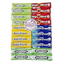 Doublemint, Spearmint, Juicy Fruit, Big Red, Winterfresh Chewing Gum - 4 Packs of Each - Fresh Variety Assortment 20 Total Packs of Gum