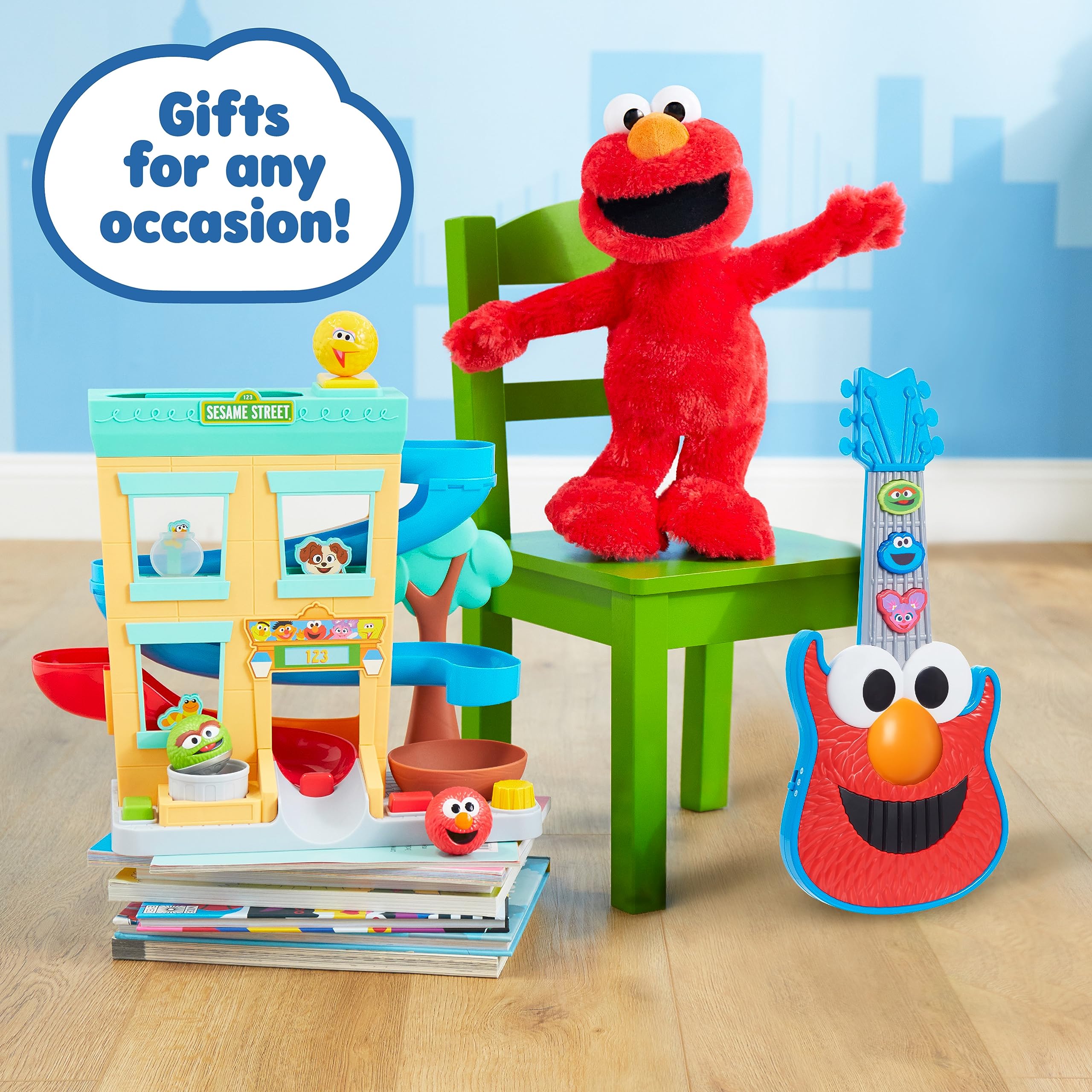 Sesame Street 'Round The Neighborhood 4-Piece Ball Drop Playset and Figures, Officially Licensed Kids Toys for Ages 12 Month by Just Play