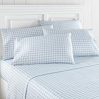 Shavel Home Products Seersucker Sheet Set, Twin, Gingham Blue